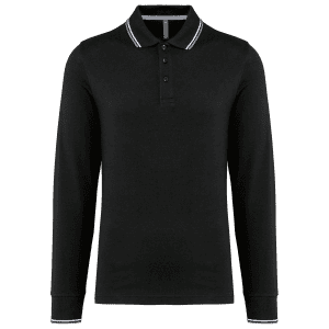 Heren polo van piquétricot met lange mouwen