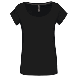 Dames-t-shirt korte mouwen met boothals