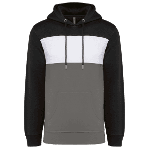 Driekleurige unisex sweater met capuchon