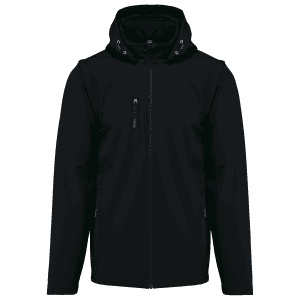 3-laagse uniseks softshelljas met afneembare capuchon en mouwen