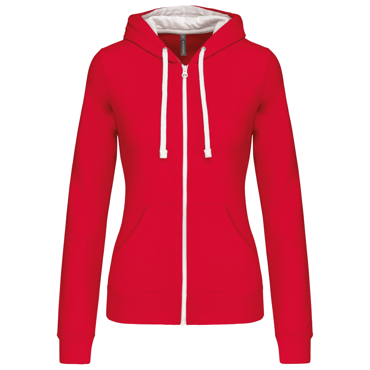 Damessweater met rits en capuchon in contrasterende kleur