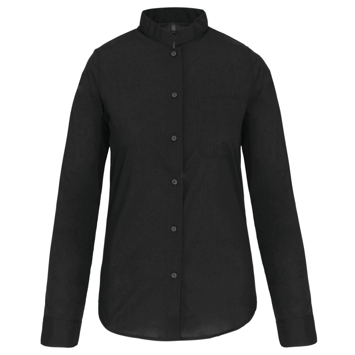 Damesblouse met "Mao" kraag lange mouwen