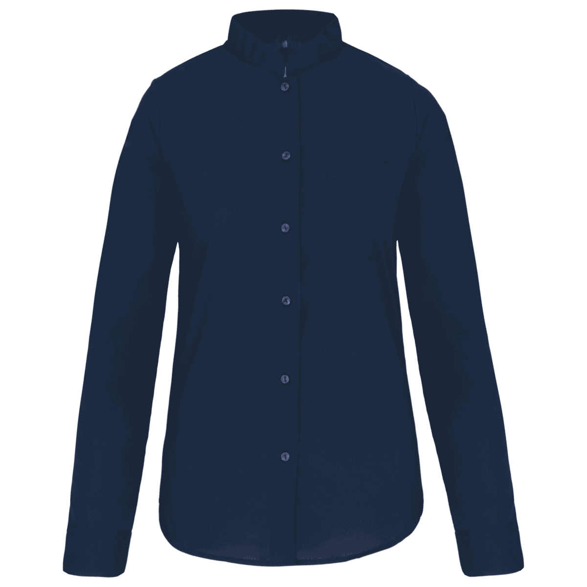 Damesblouse met "Mao" kraag lange mouwen