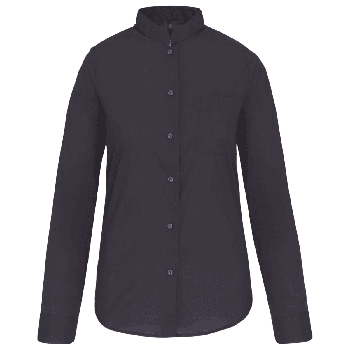 Damesblouse met "Mao" kraag lange mouwen