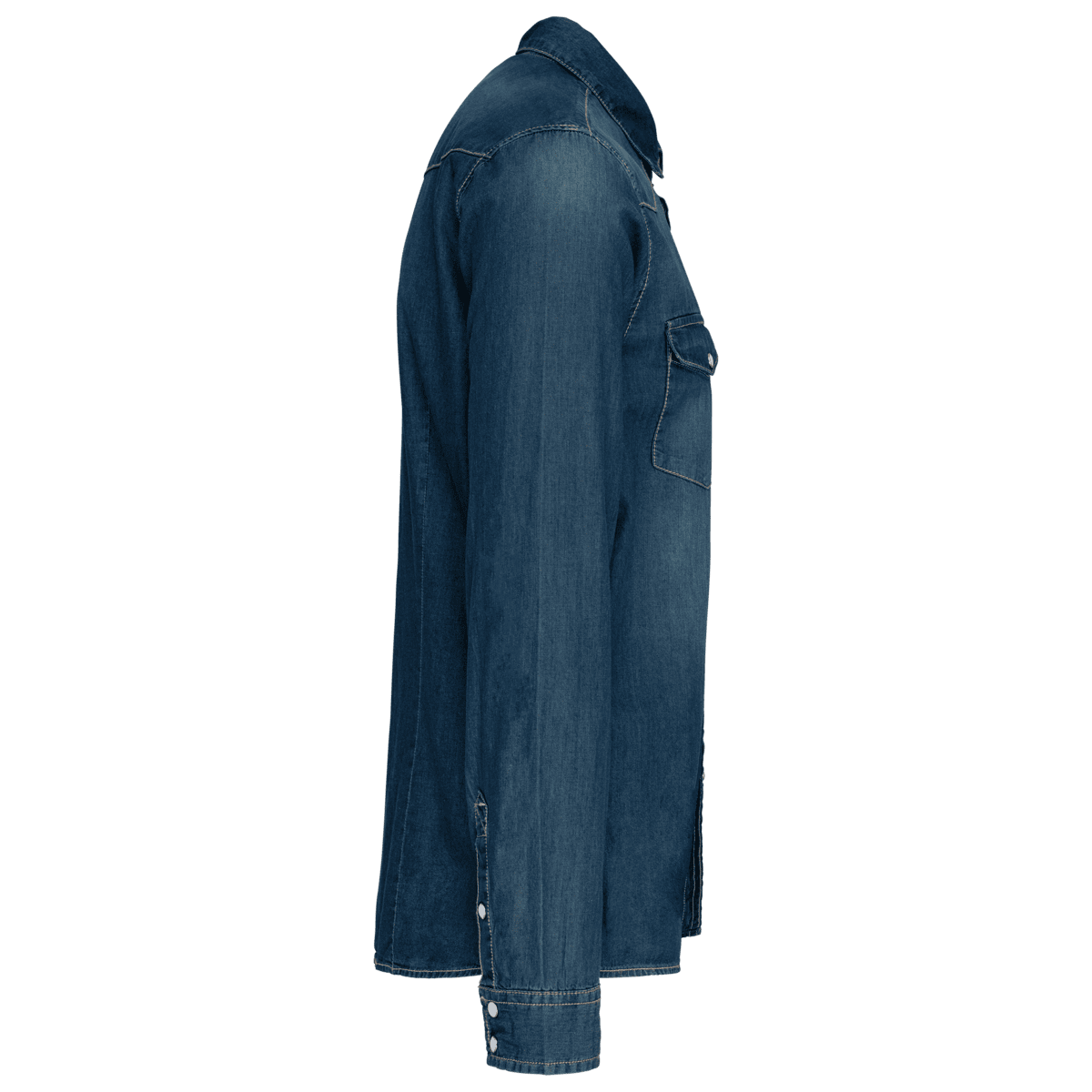 Heren denim overhemd lange mouwen - Afbeelding 3