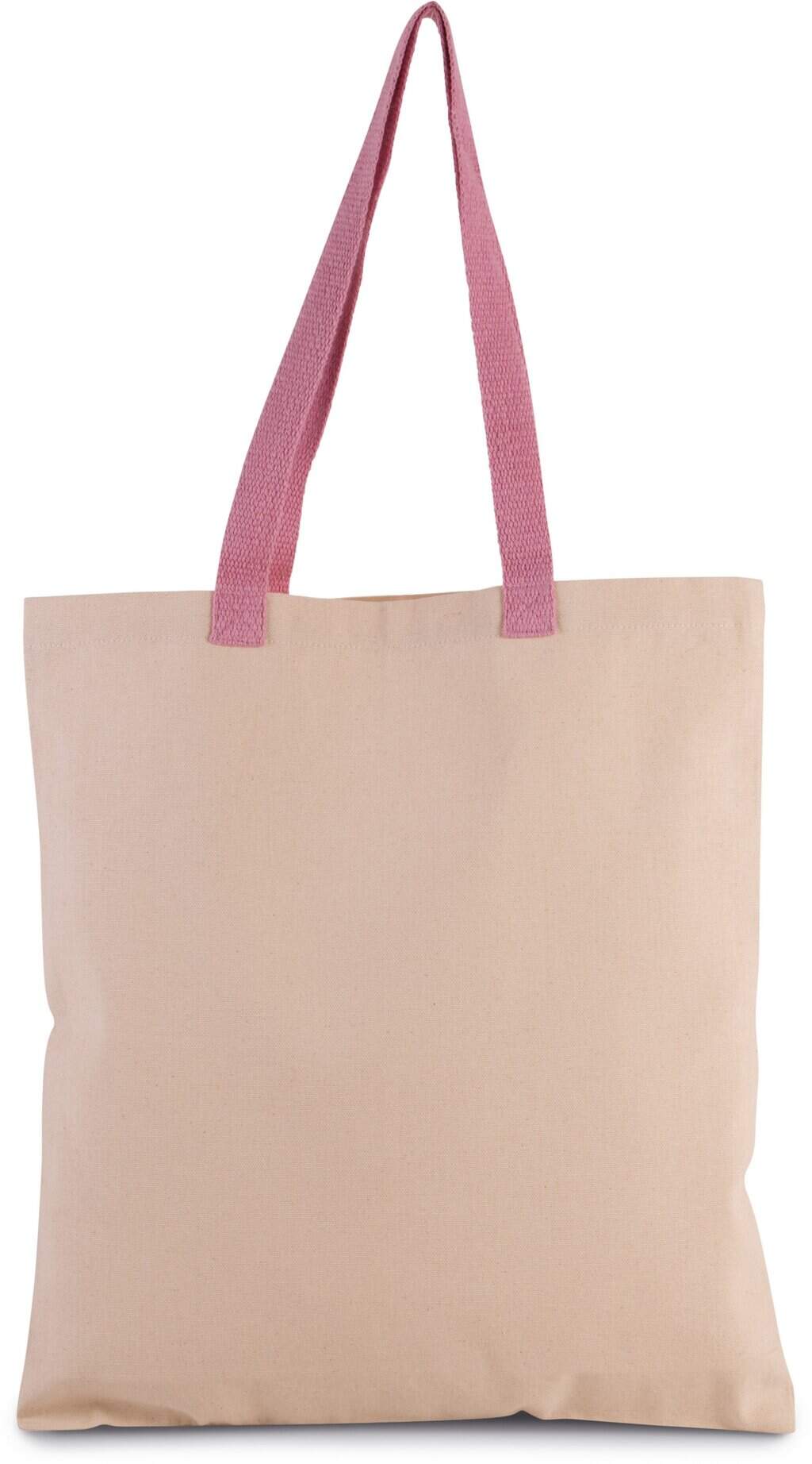 Platte shopper van canvas met contrasterend hengsel