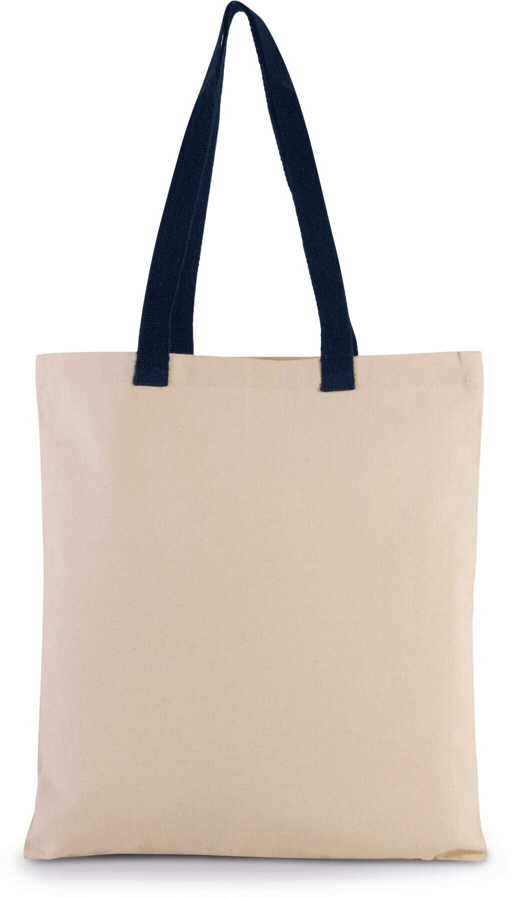 Platte shopper van canvas met contrasterend hengsel