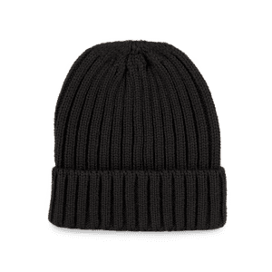 Dubbel geribde muts met omslag