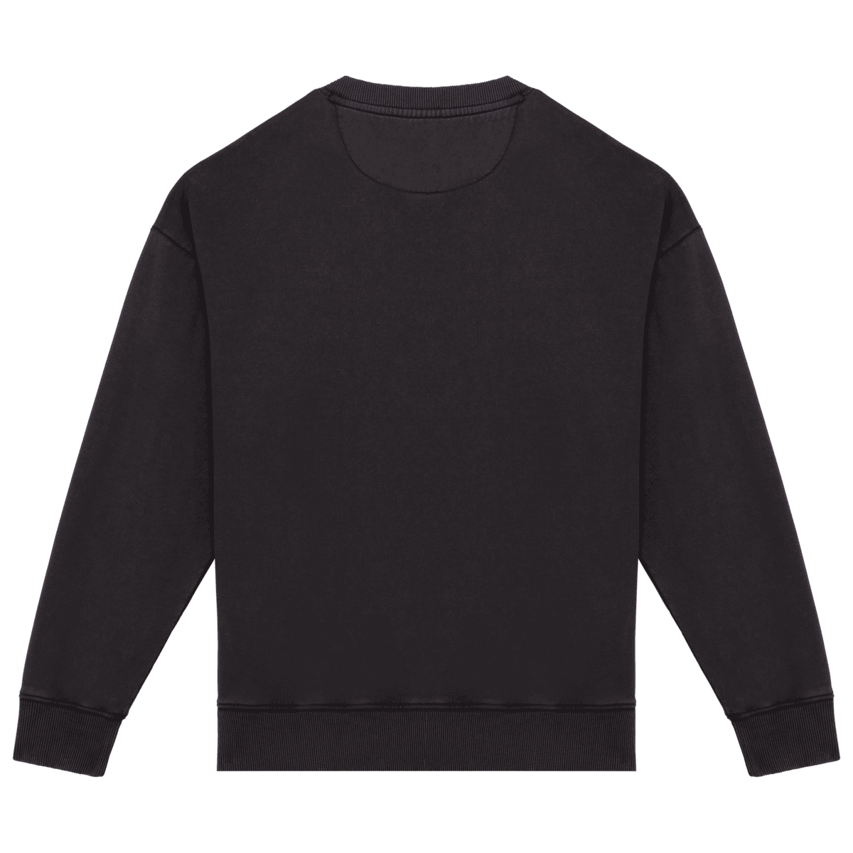 Duurzame oversized verwassen uniseks sweater met ronde hals - Afbeelding 4
