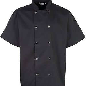 Studded Front Short Sleeve Chef's Jacket