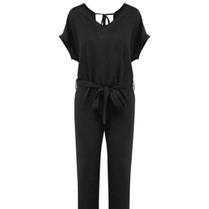 Tricot jumpsuit met korte mouwen voor dames in linnen