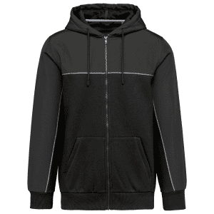 Tweekleurig ecologisch fleecevest met capuchon