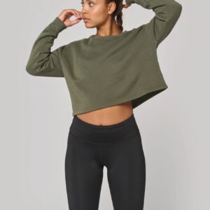 Cropped damessweater met ronde hals