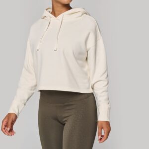 Cropped damessweater met capuchon