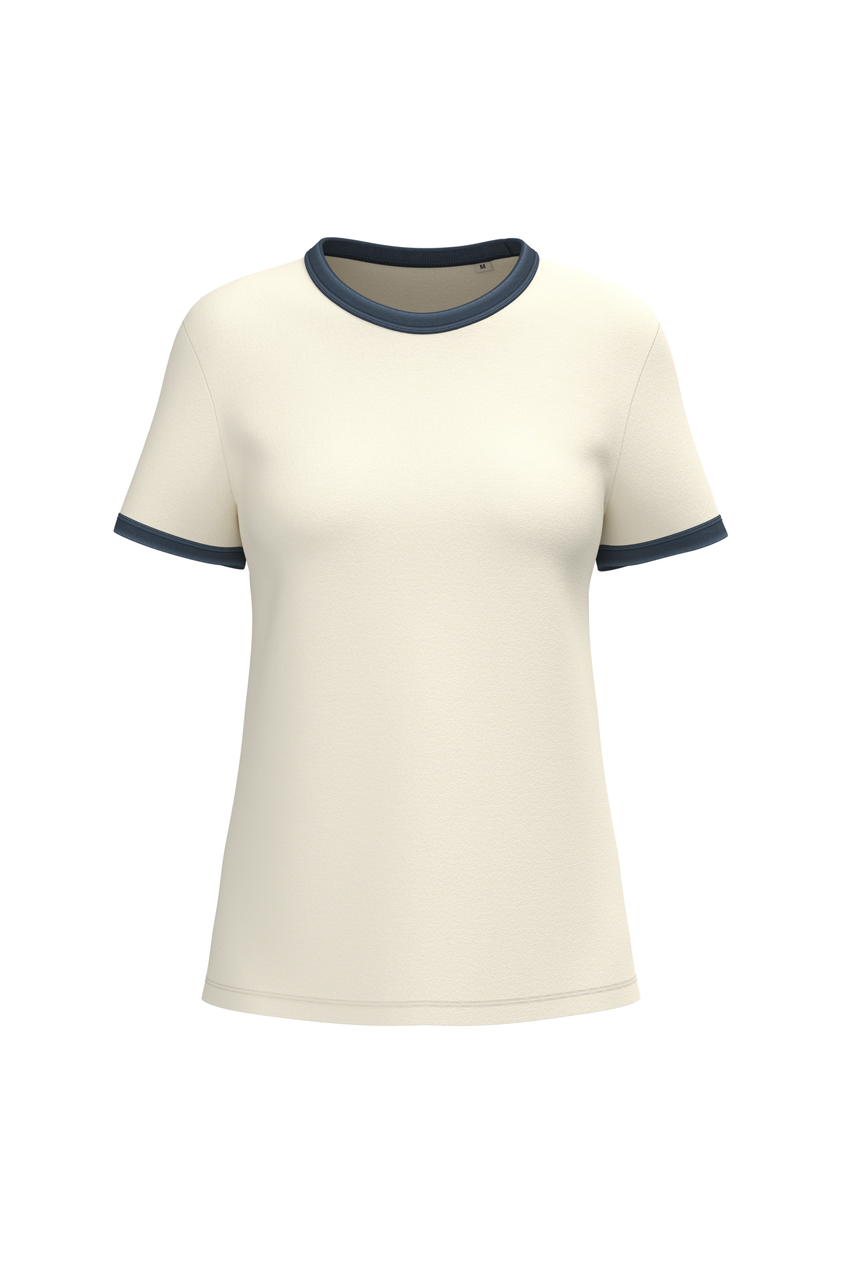 Ecologisch ringer dames T-shirt met contrasterende boorden en verwassen look