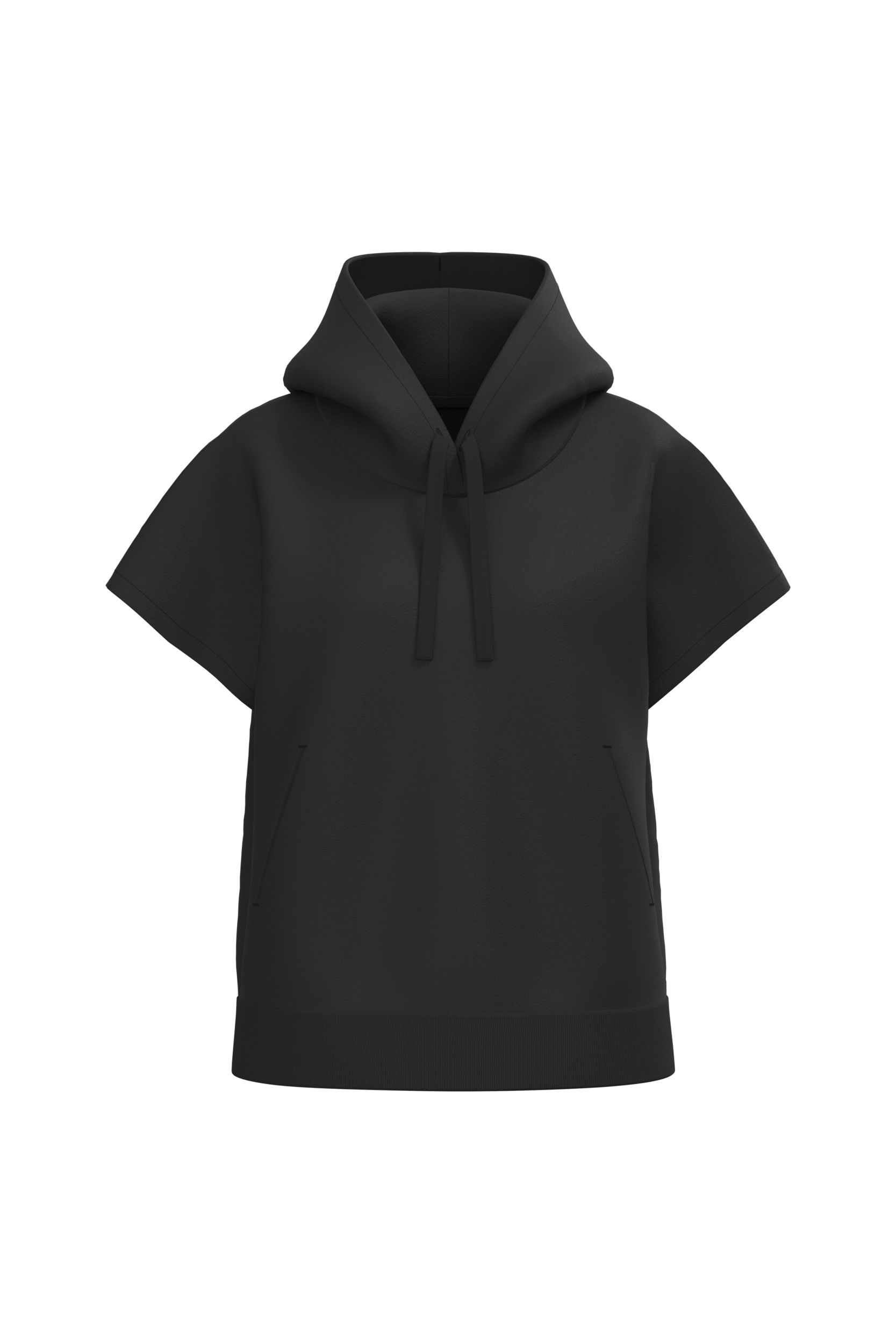 mouwloze damessweater met capuchon in French Terry