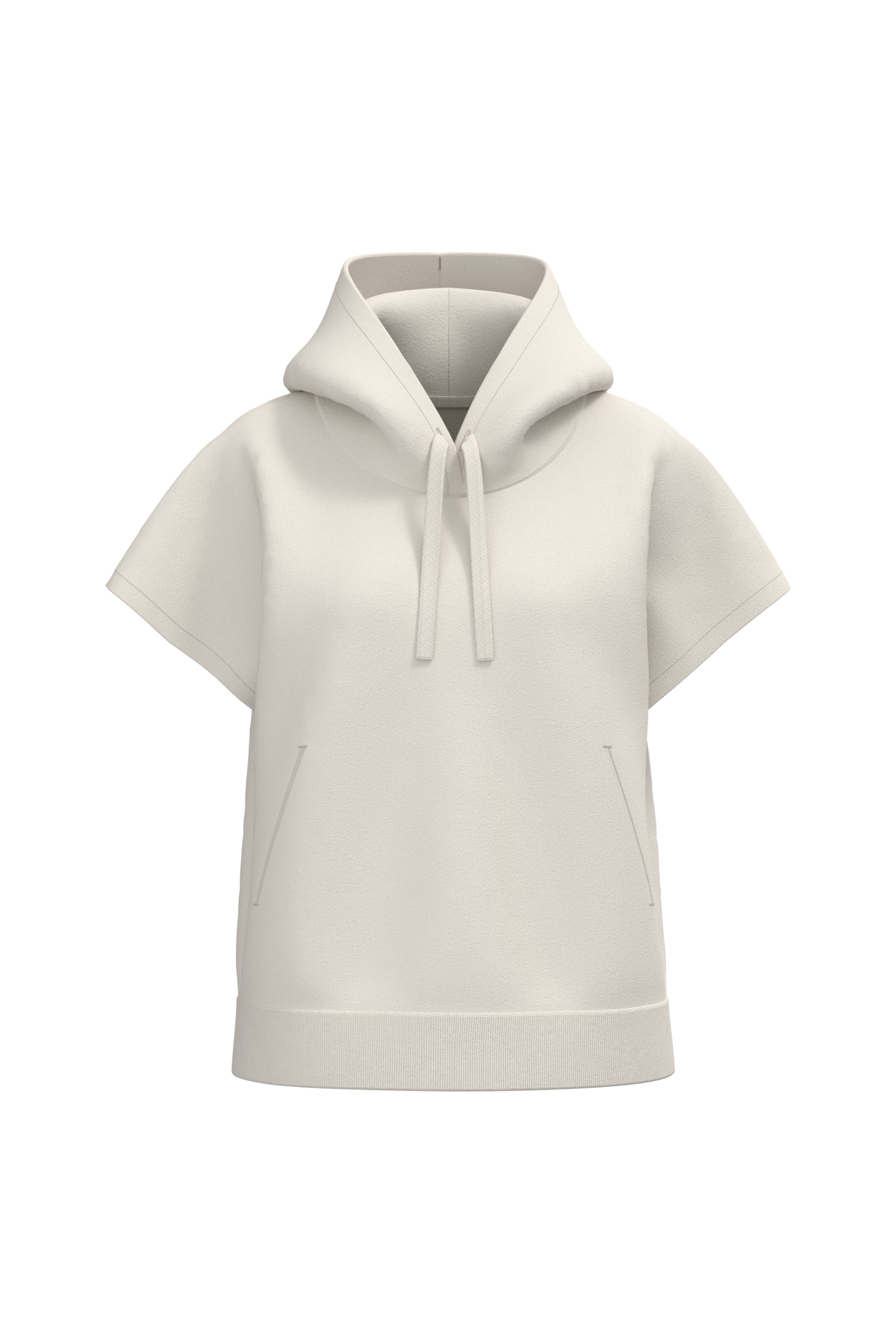 mouwloze damessweater met capuchon in French Terry