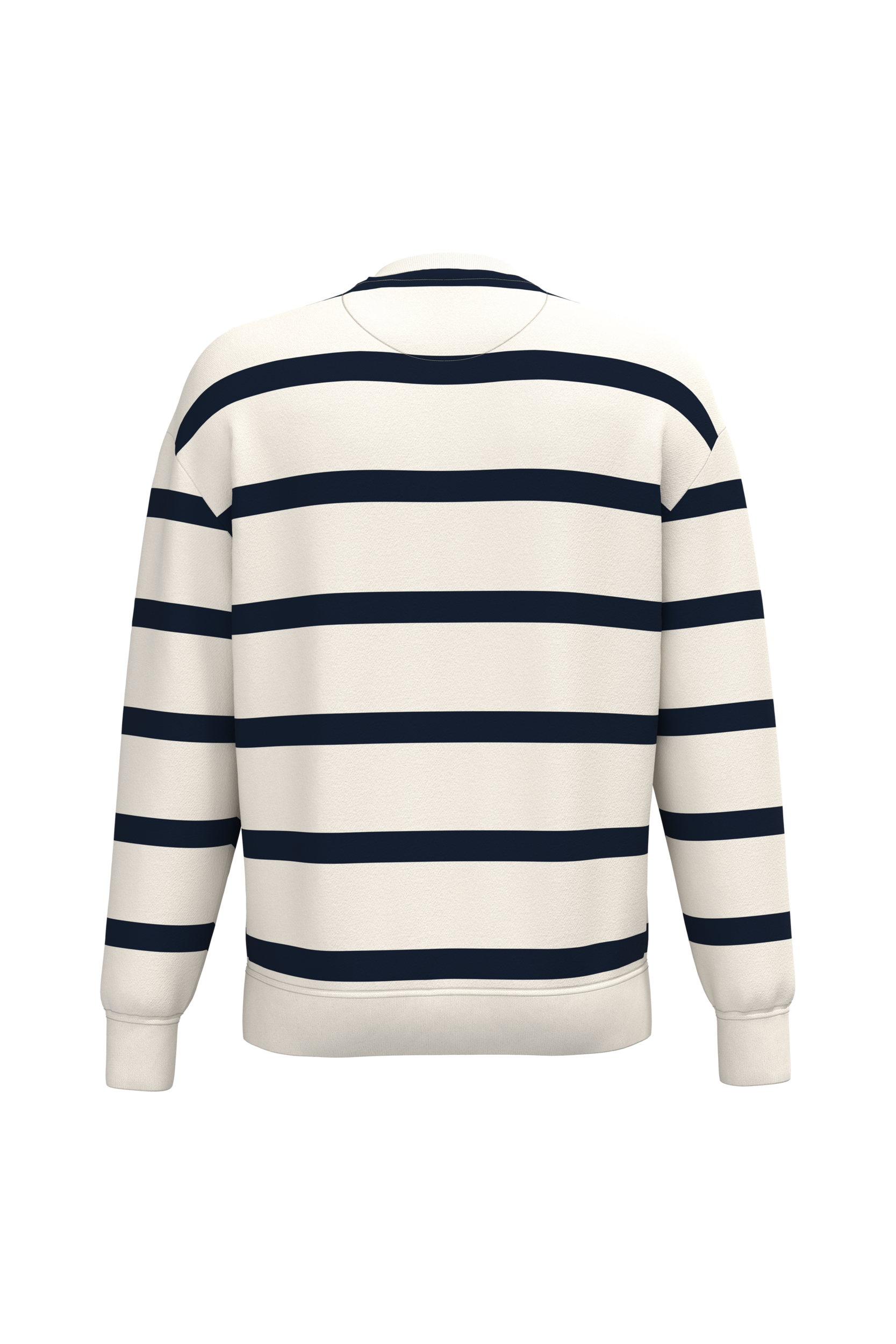 Ecologische gestreepte uniseks sweater met ronde hals en afhangende schouders