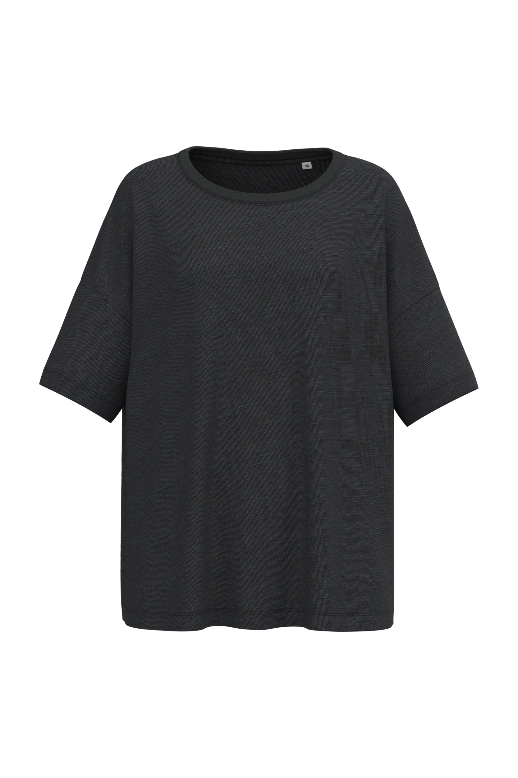 Ecologisch oversized dames slub-T-shirt met afhangende schouders