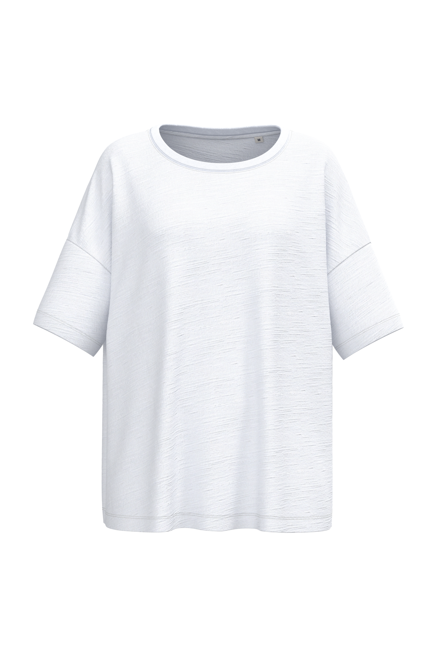 Ecologisch oversized dames slub-T-shirt met afhangende schouders