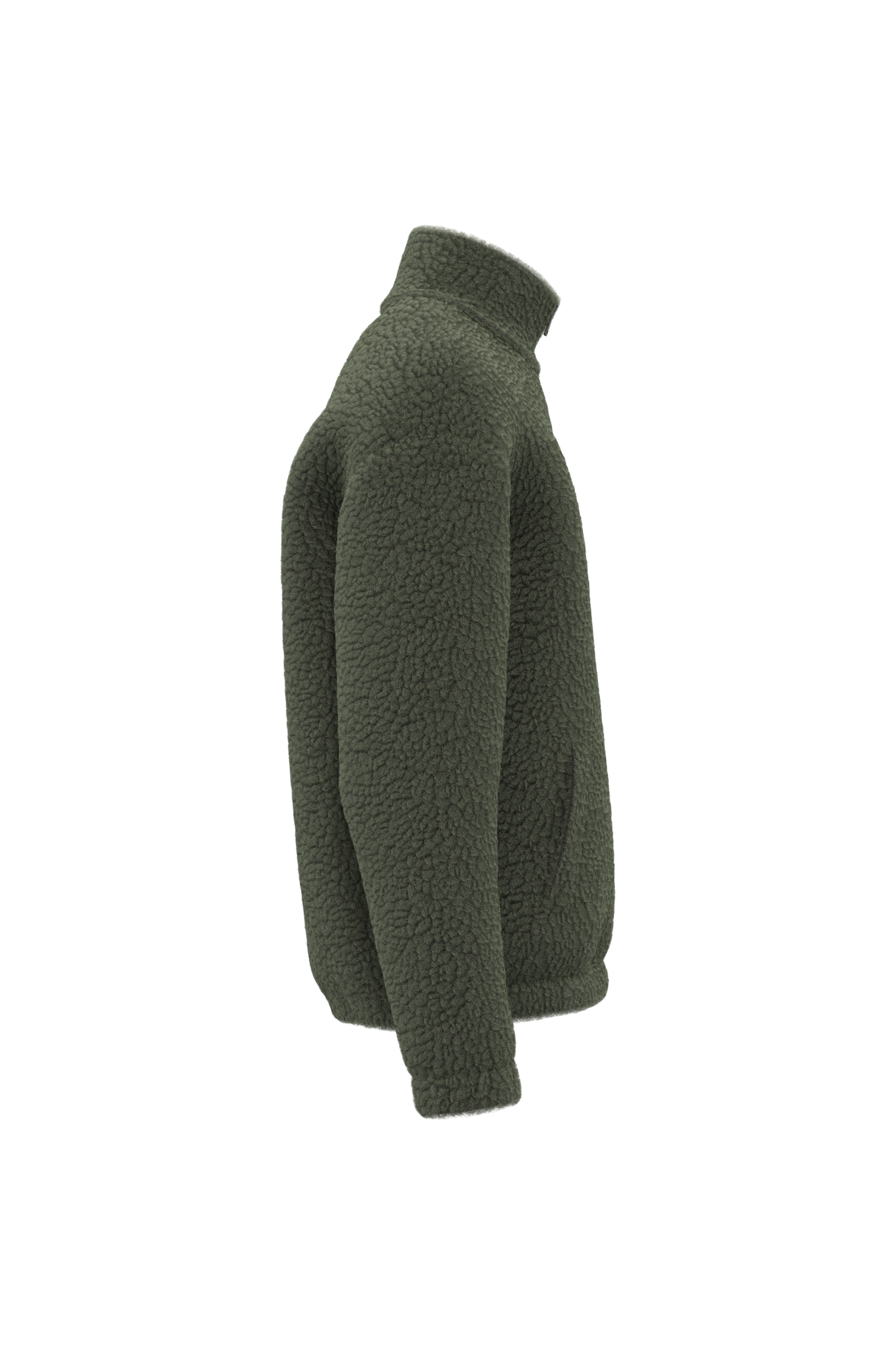 Uniseks sweater van sherpa met kwartrits en afhangende schouders