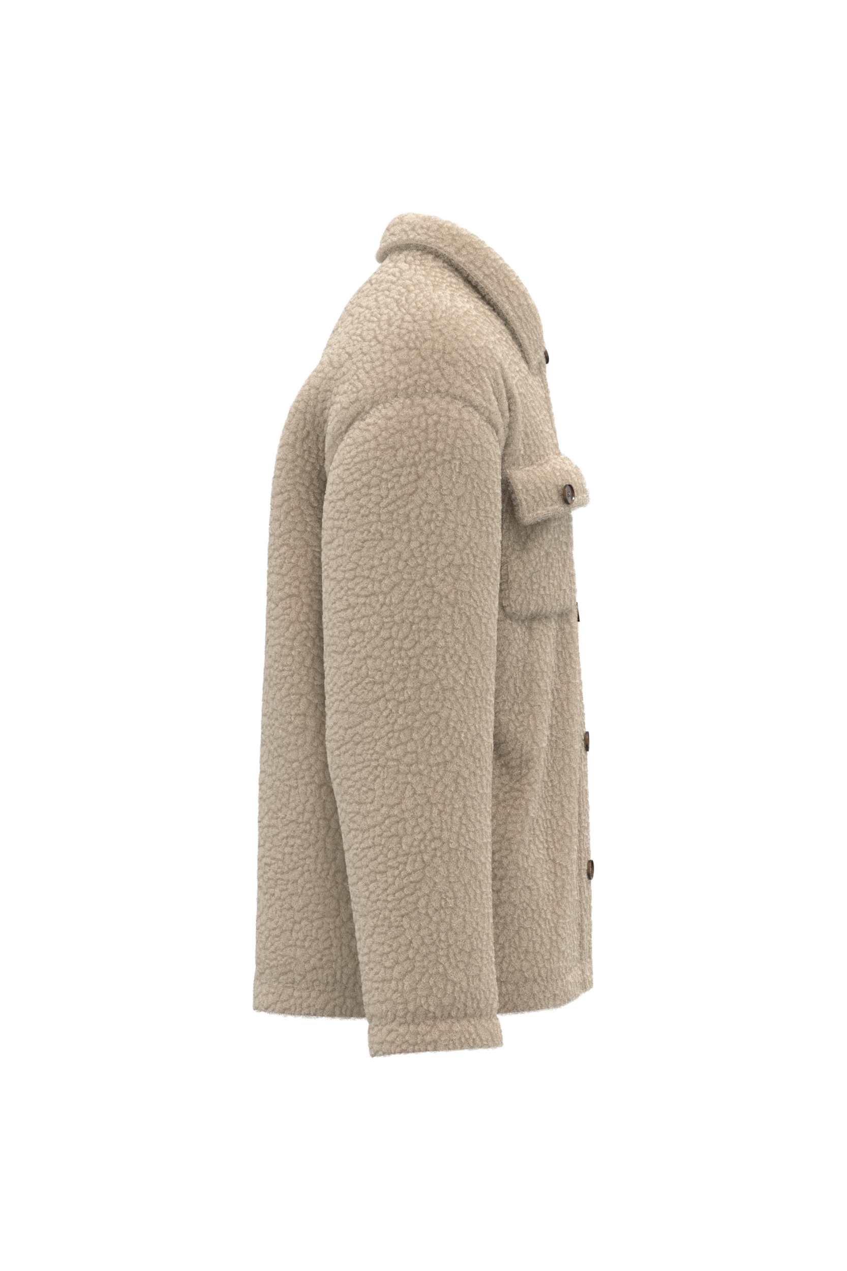 Uniseks sherpa-overshirt met afhangende schouders