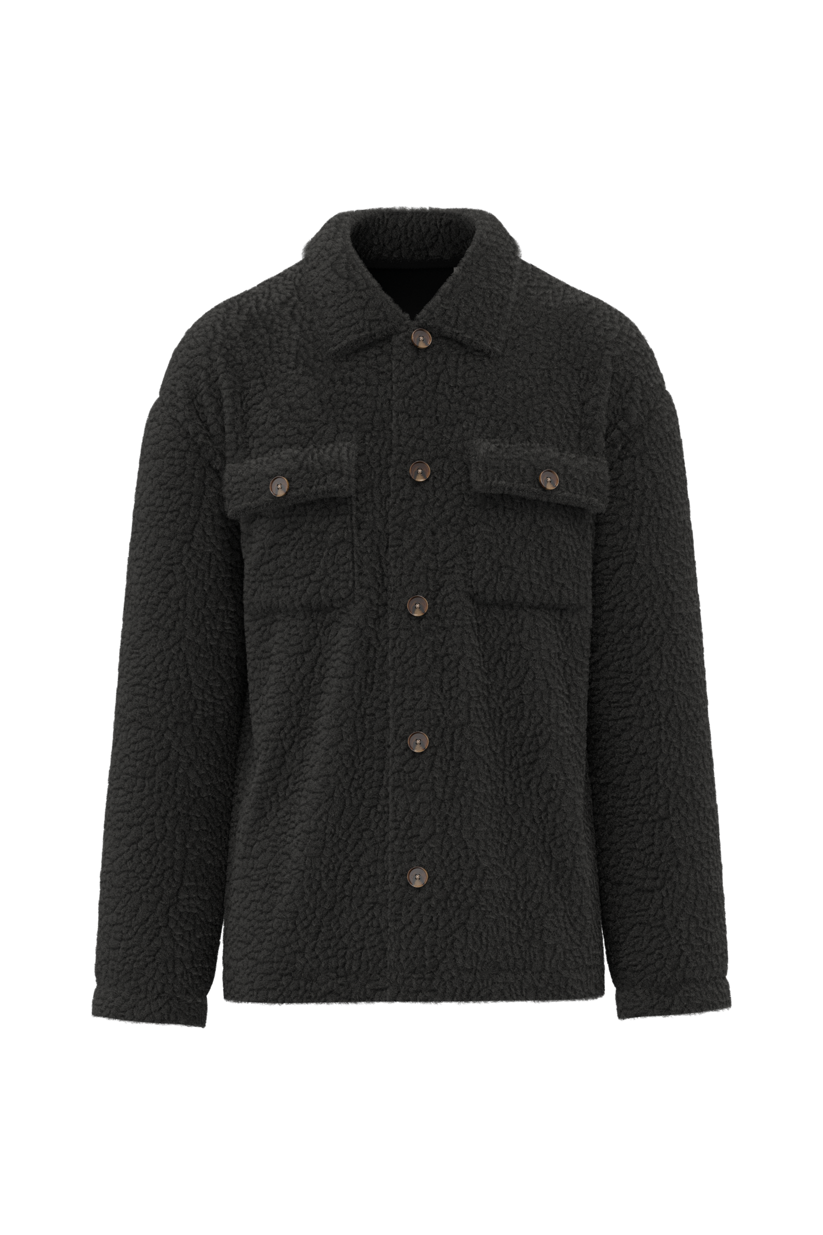 Uniseks sherpa-overshirt met afhangende schouders