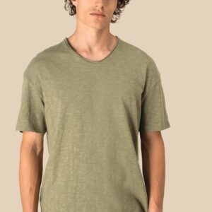 Ecologisch heren-T-shirt met slubhals en afhangende schouders