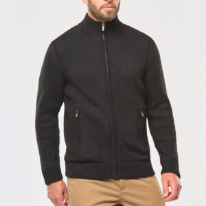 Met fleece gevoerde herencardigan.